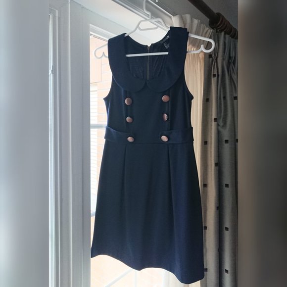 Forever 21 - Navy Peter Pan Collar Sleeveless Dress - Picture 2 of 7